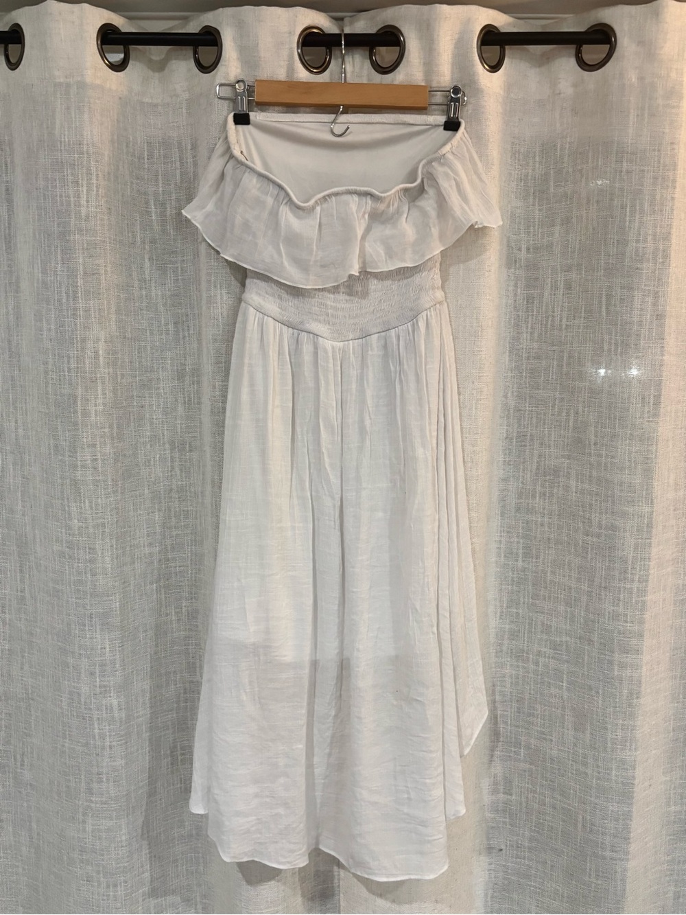 White Halter Ruffle High-Low Dress - Picture 2 of 5